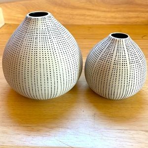 New Handmade Ceramic Tan/Black Vase Set